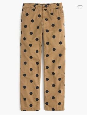 J Crew Boyfriend Chino Khaki With Black Polka Dots